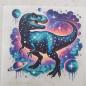 Preview: Bügelbild Galaxydino lila-türkis