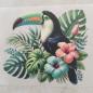 Preview: Bügelbild floraler Tukan rosa-türkis