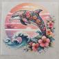 Preview: Bügelbild floraler Delfin sunset