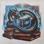 Preview: Bügelbild Bücherdrache blau
