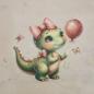 Preview: Bügelbild süßer Dino Luftballon