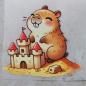 Preview: Bügelbild Capybara baut Sandburg