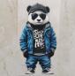 Preview: Bügelbild Panda cool blau