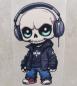 Preview: Bügelbild Skull Kopfhörer Jeans