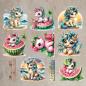 Preview: Bügelbild-Bundle Melonen- und Beacheinhörner