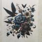 Preview: Bügelbild Dark Flower blau