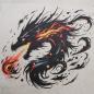 Preview: Bügelbild Feuerdrache schwarz