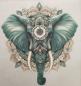 Preview: Bügelbild Mandala-Elefant grün