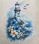 Preview: Bügelbild blauer Leuchtturm Blüten