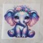 Preview: Bügelbild süßer Elefant Blumenkranz