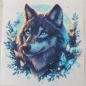Preview: Bügelbild floraler Wolf blau