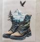 Preview: Bügelbild Wanderstiefel Gebirge