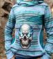 Preview: Bügelbild Flammenskull blau