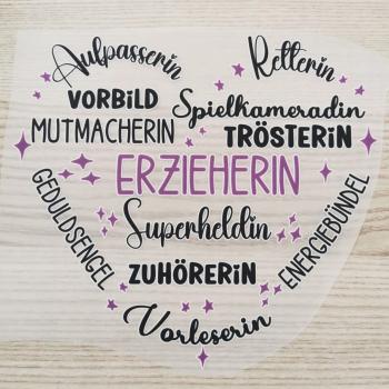 Bügelbild Herz Erzieherin