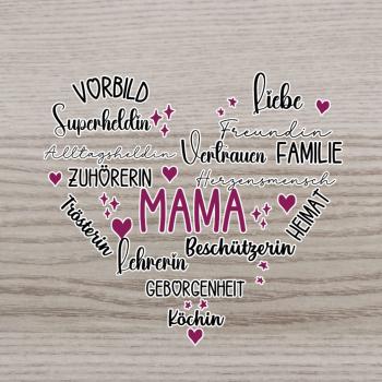 Bügelbild Herz Mama