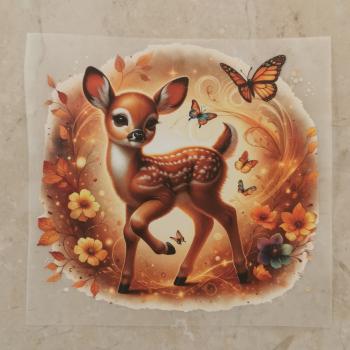 Bügelbild süßes Reh Waldmorgen