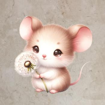 Bügelbild Maus Pusteblume hell