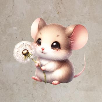 Bügelbild Maus Pusteblume dunkel