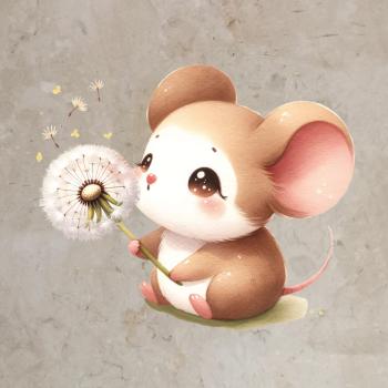 Bügelbild Maus Pusteblume braun