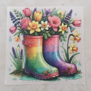 Bügelbild Regentag Gummistiefel
