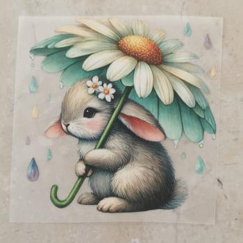 Bügelbild Regentag Hase