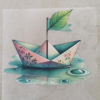 Bügelbild Regentag Papierboot