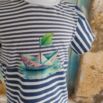 Preview: Bügelbild Regentag Papierboot