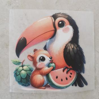 Bügelbild süßer Tukan Melone