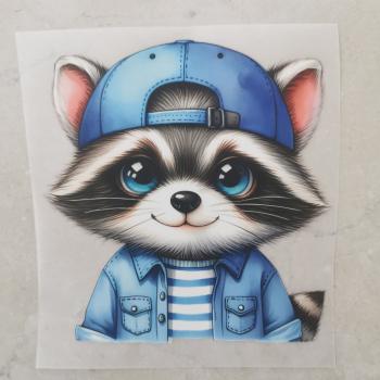 Bügelbild Waschbär mit Cappy