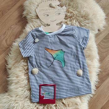 Preview: Bügelbild Rochen orange-türkis