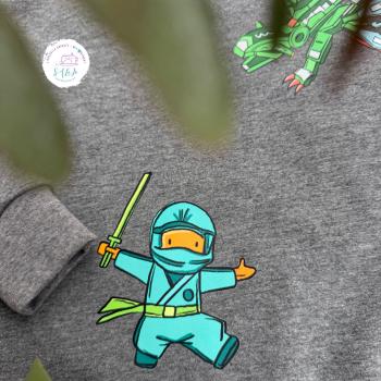 Preview: Bügelbild Ninjakämpfer türkis-grün