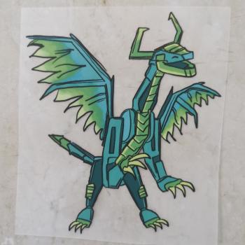 Bügelbild blauer Ninjadrache