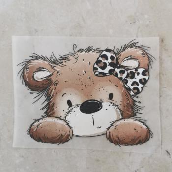 Bügelbild süßer Bärenkopf mit Schleife