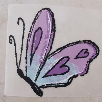 Bügelbild Blumenliebe Schmetterling lila