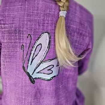 Preview: Bügelbild Blumenliebe Schmetterling lila