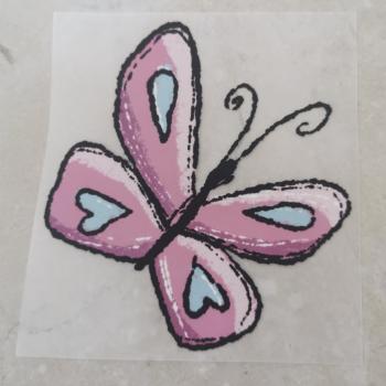 Bügelbild Blumenliebe Schmetterling rosa