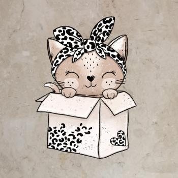 Bügelbild Kitty in Box