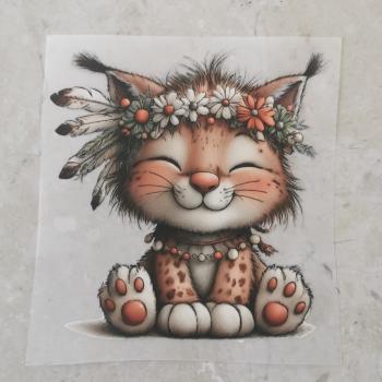 Bügelbild floraler Boho-Luchs