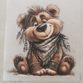 Bügelbild Bär Halstuch hell