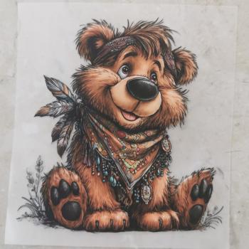 Bügelbild Bär Halstuch dunkel