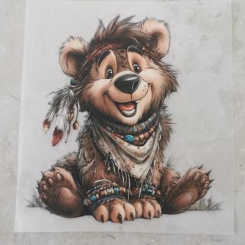 Bügelbild Bär Halstuch bunt