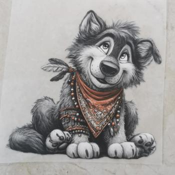 Bügelbild Hund Halstuch liegend hell