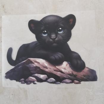 Bügelbild süßer Panther auf Stein