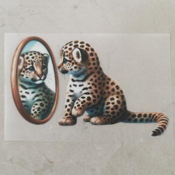 Bügelbild süßer Leopard Spiegel