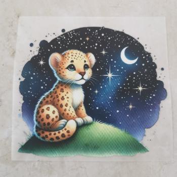 Bügelbild süßer Leopard Nachthimmel