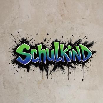 Bügelbild Schulkind blau-grün