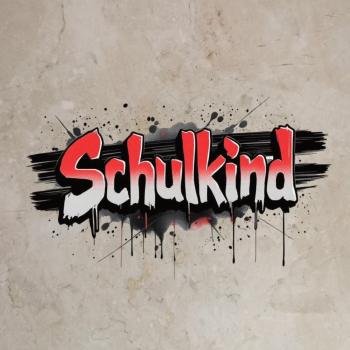 Bügelbild Schulkind rot