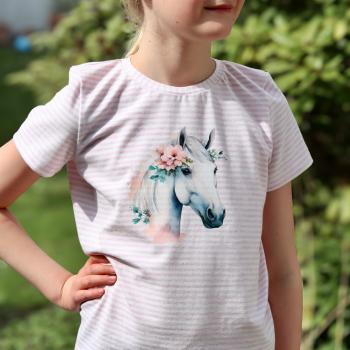 Preview: Bügelbild Pferdekopf floral hell