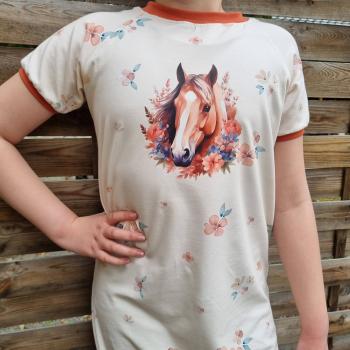 Preview: Bügelbild Pferdekopf floral peach