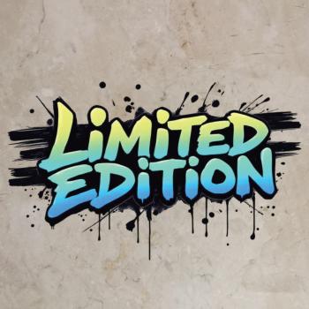 Bügelbild Schriftzug Limited Edition blau-gelb